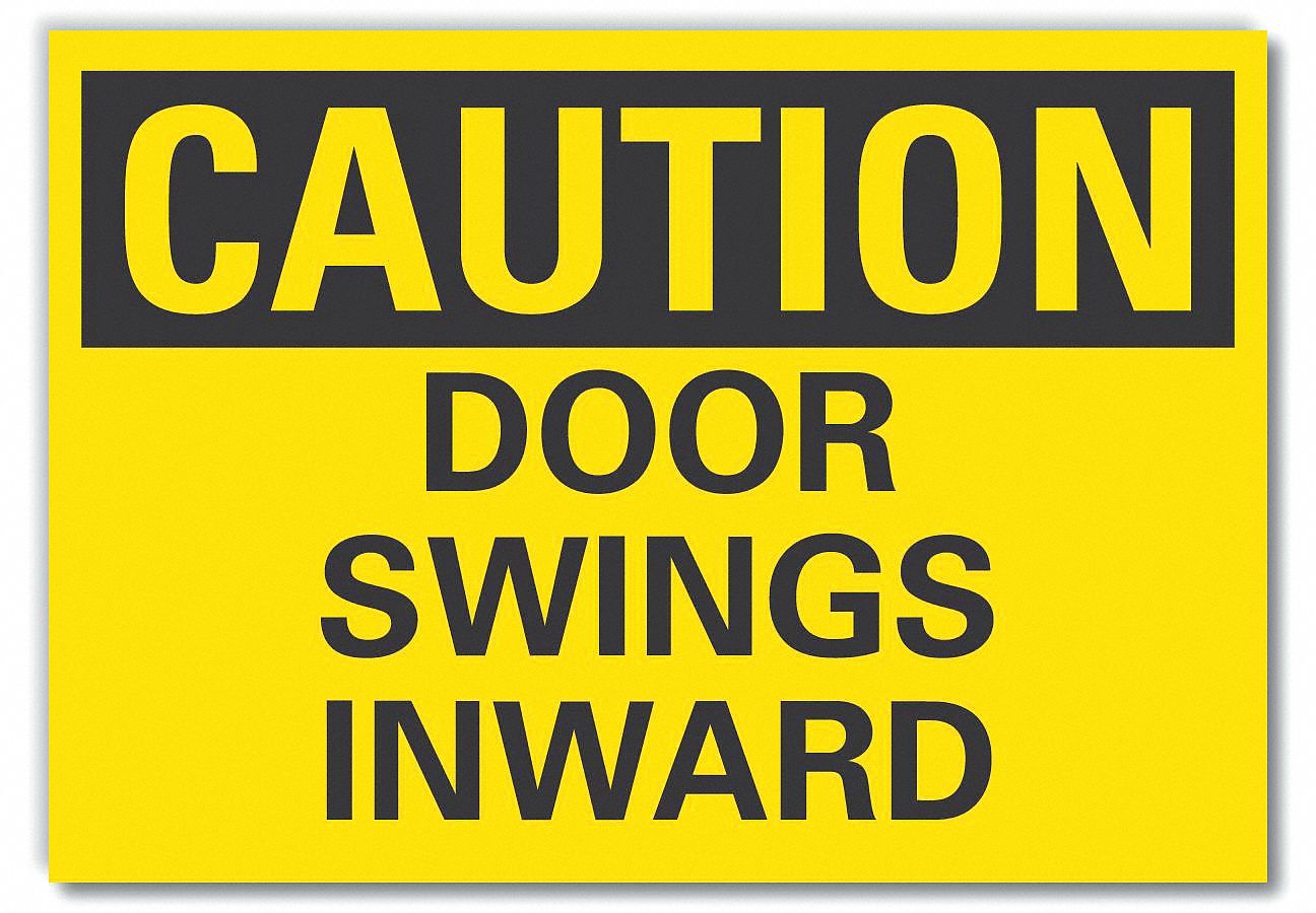 Door Instruction Caution Reflective Label: Reflective Sheeting, Adhesive Sign Mounting, Caution