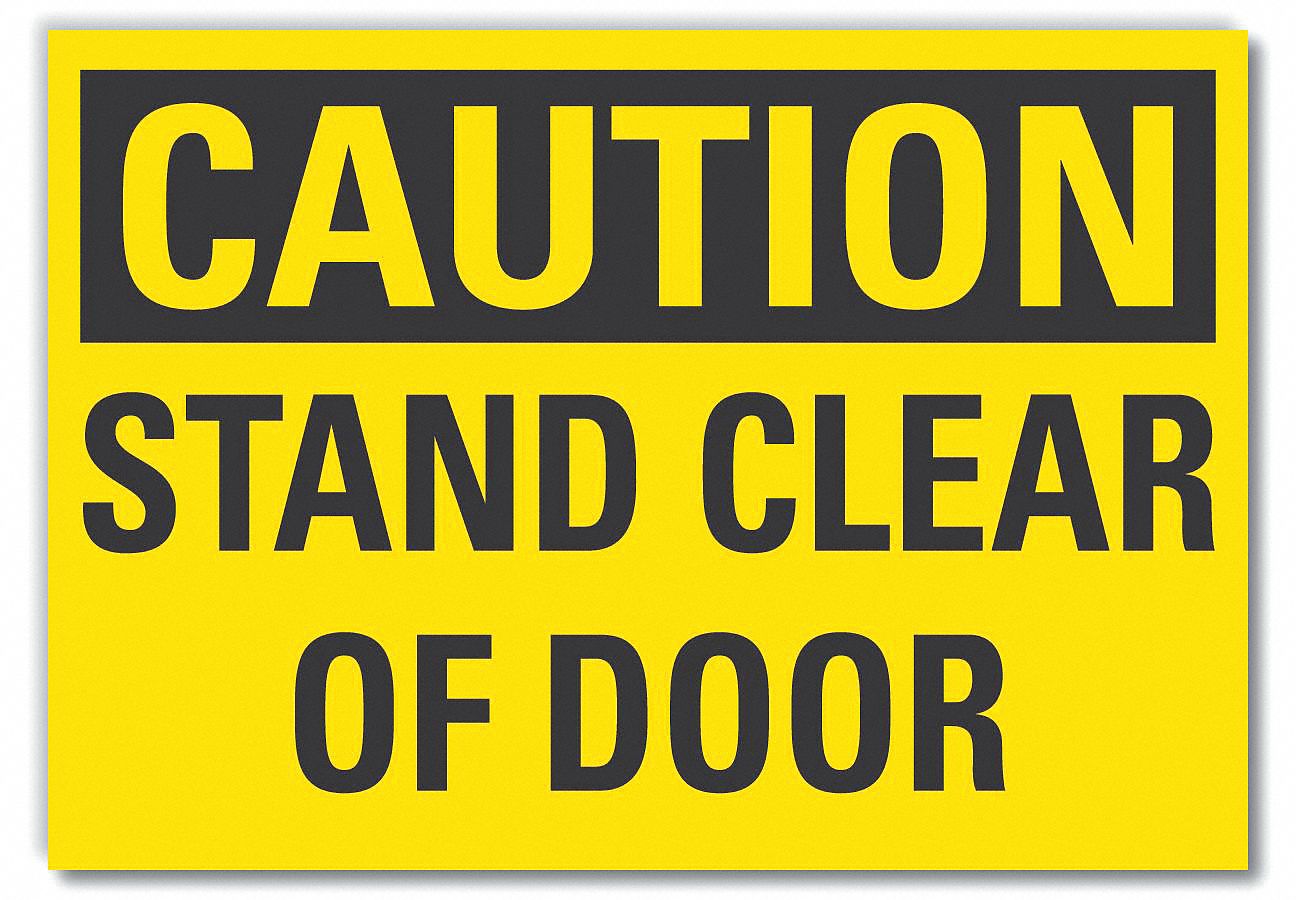 Door Instruction Caution Reflective Label: Reflective Sheeting, Adhesive Sign Mounting, Caution