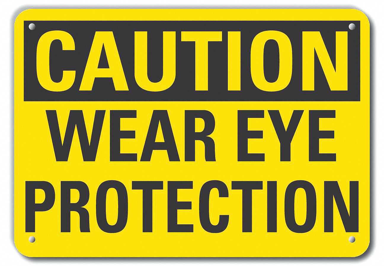 Reflective  Eye  Caution Sign: Aluminum, Mounting Holes Sign Mounting, Engineer Grade, 0.04 in Thick