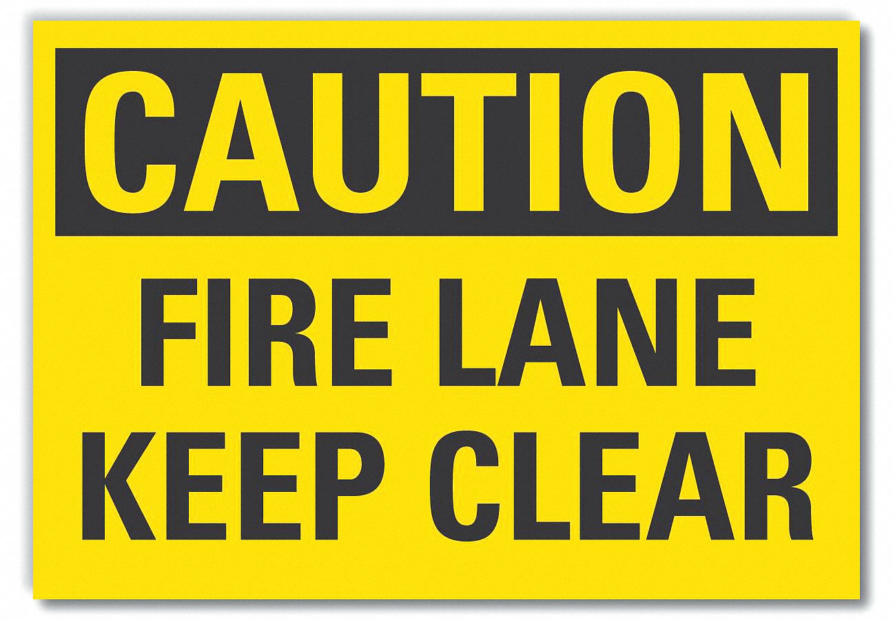 Fire Lane Caution Reflective Label: Reflective Sheeting, Adhesive Sign Mounting, Engineer Grade