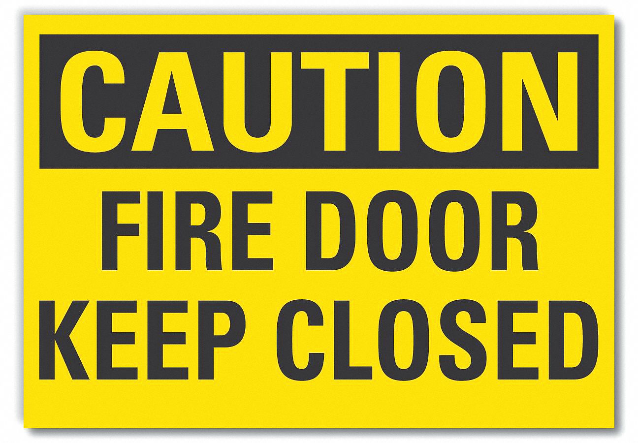 Fire Door Caution Reflective Label: Reflective Sheeting, Adhesive Sign Mounting, Engineer Grade