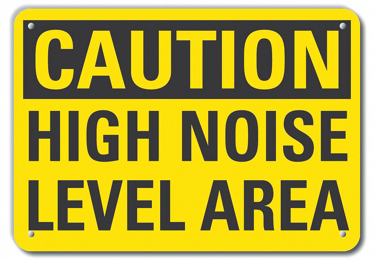 Reflective  Hearing  Caution Sign: Aluminum, Mounting Holes Sign Mounting, Engineer Grade