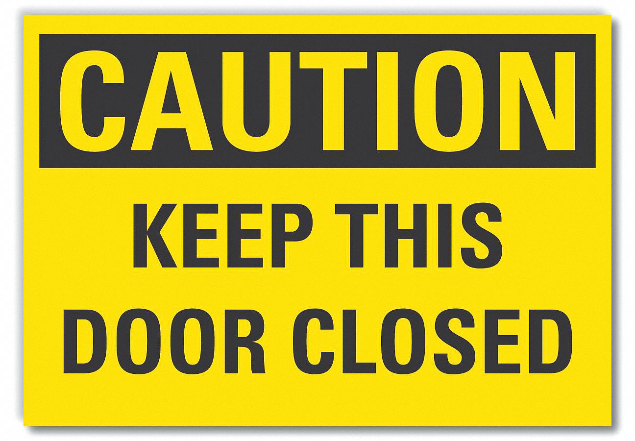 Door Instruction Caution Reflective Label: Reflective Sheeting, Adhesive Sign Mounting, Caution