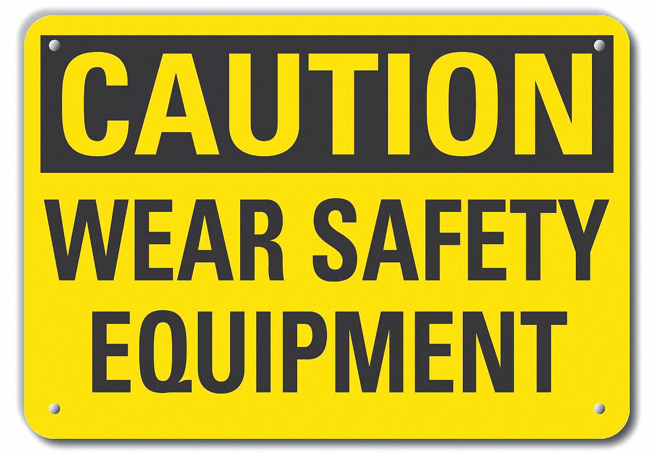 Reflective  Ppe  Caution Sign: Aluminum, Mounting Holes Sign Mounting, Engineer Grade, 0.04 in Thick