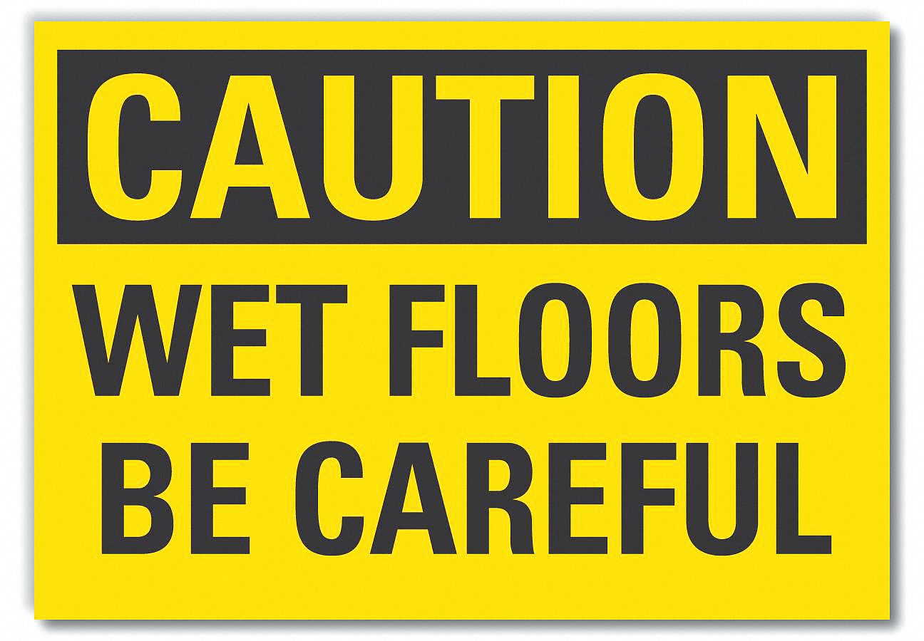  Wet Floor Caution Reflective Label: Reflective Sheeting, Adhesive Sign Mounting, Engineer Grade