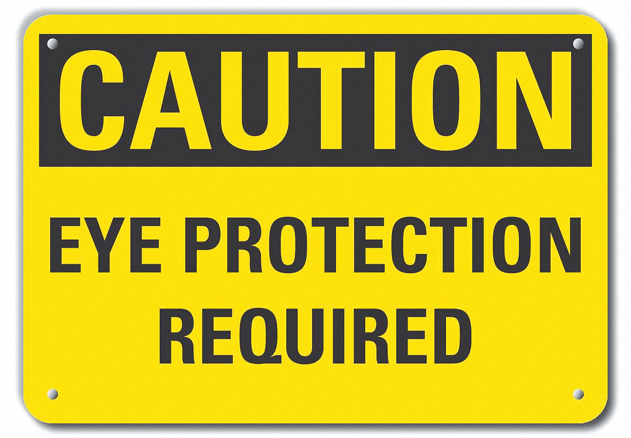 Caution Sign, Eye Protection Required, Header Caution, Rectangle, 7 in ...