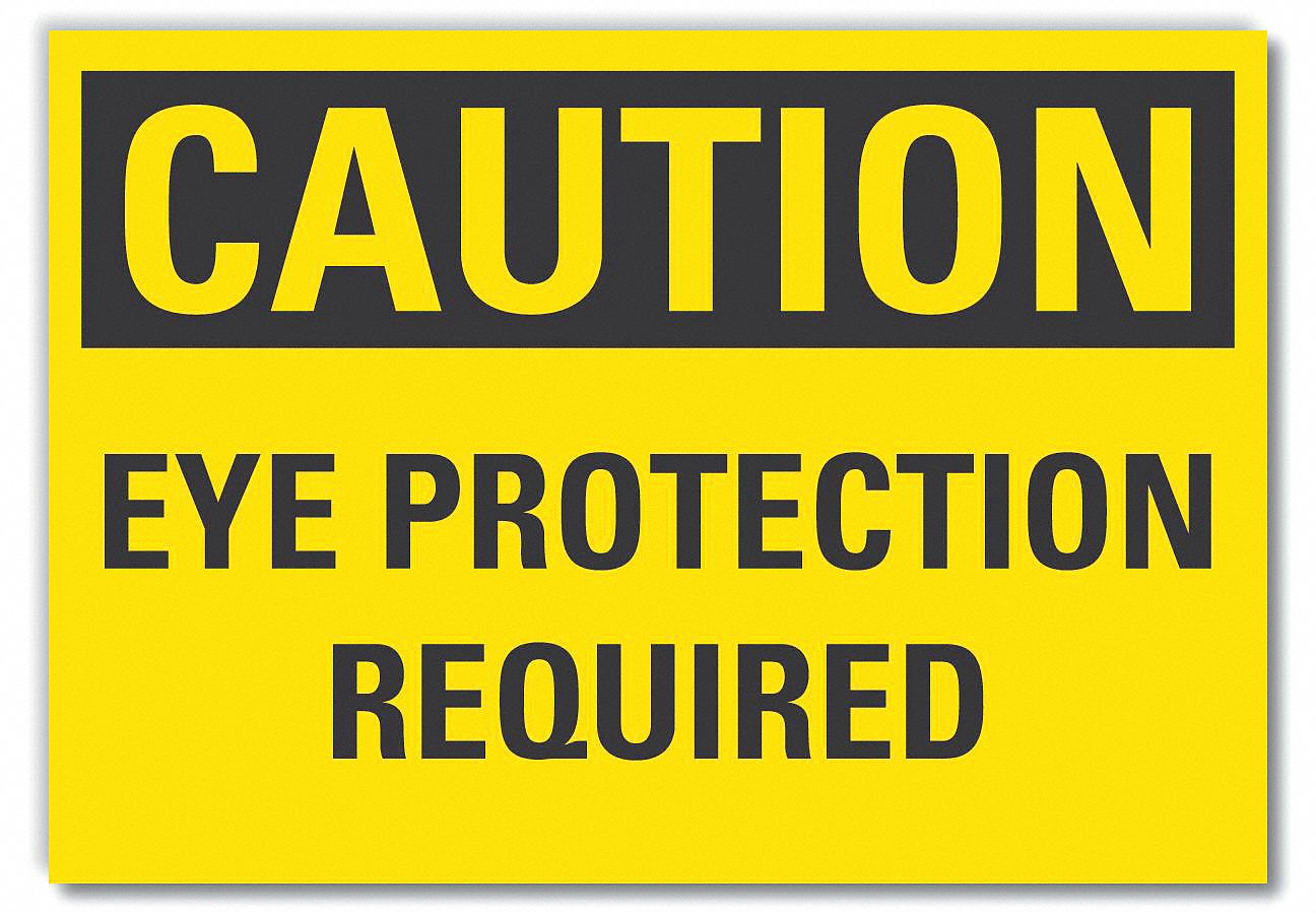 EYE CAUTION REFLECTIVE LABEL, REFLECTIVE SHEETING, ADHESIVE MOUNT, ENGINEER GRADE, CAUTION, 7INX10IN