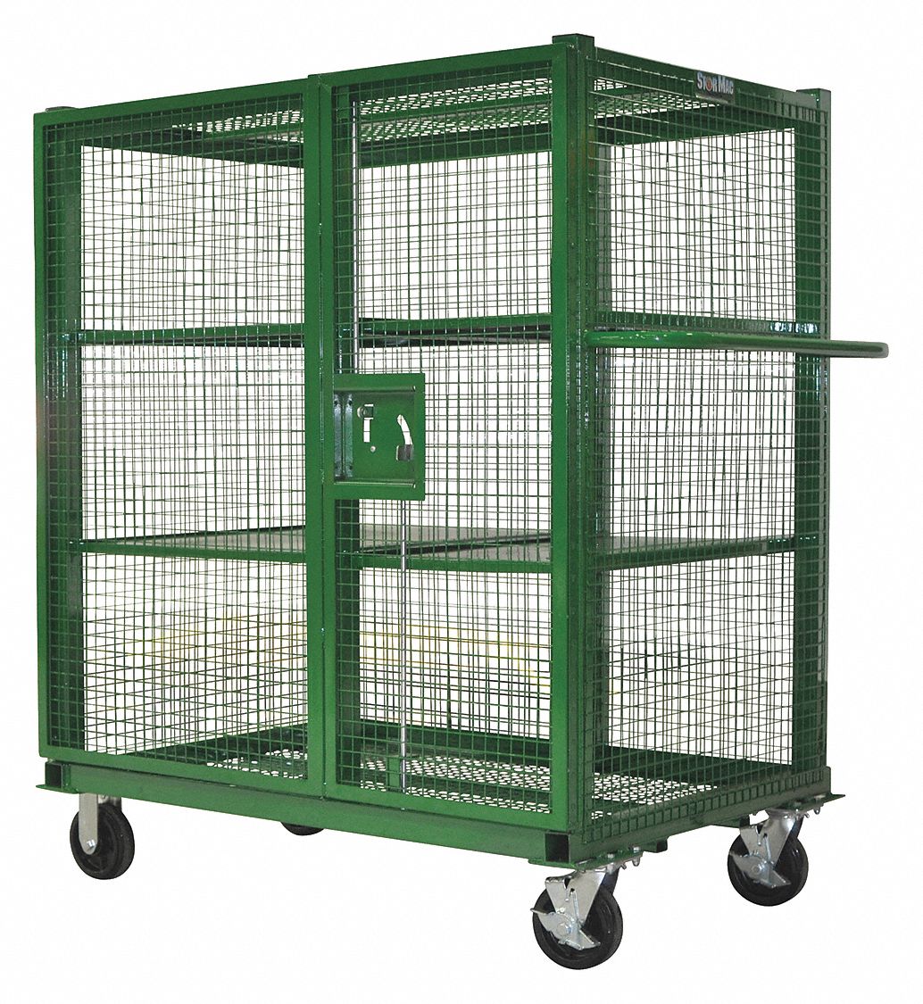 52"L X 27"W X 69"H Silver Wire Security Cart, 1000 Lb. Load Capacity