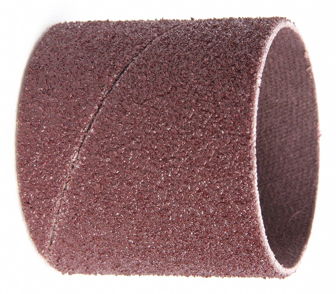 Spiral Band: 1 1/2 in Dia x 1 1/2 in W, Aluminum Oxide, 50 Grit, 341D