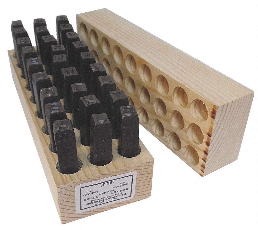 YOUNG BROS. STAMP WORKS Steel Stamps Set, 3/32 in, Steel 49VX2202273