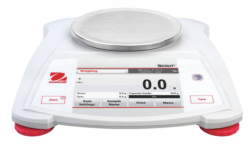 Compact Bench Scale: 420 g Capacity, 0.1 g Readability, Carat/Custom/g/mg/oz/pwt, ABS
