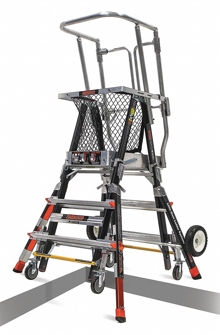 LITTLE GIANT SAFETY CAGE PLATFORM LADDER,3 - 5 FT,IAA - Platform