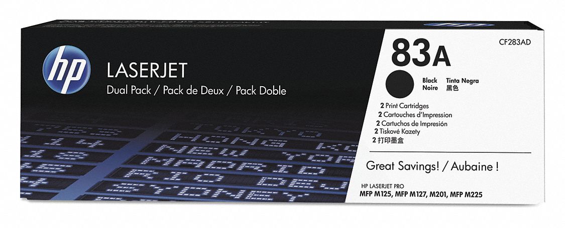 Toner Cartridge: 83A, Black, Black, 2 PK