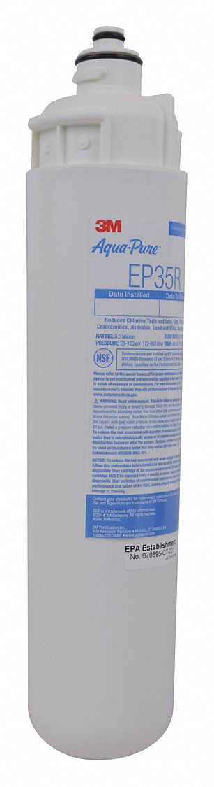 Quick-Connect Water Filter: 0.5 micron Micron Rating, 350 gal Service Life - Gallons