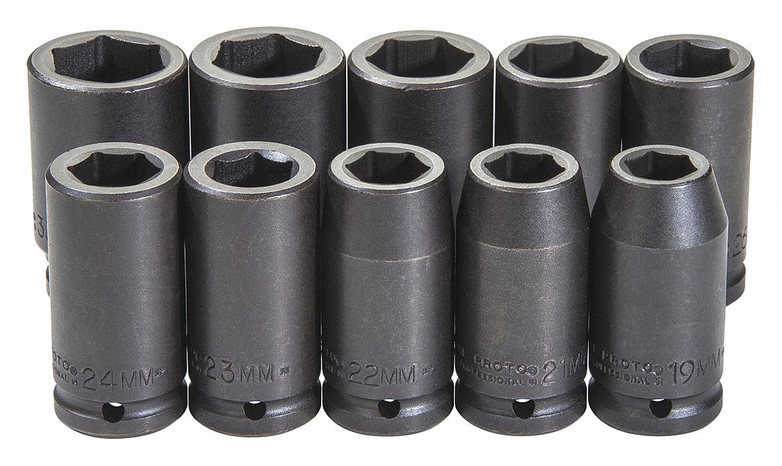 IMPACT SOCKET SET,3/4IN DRIVE,10PC