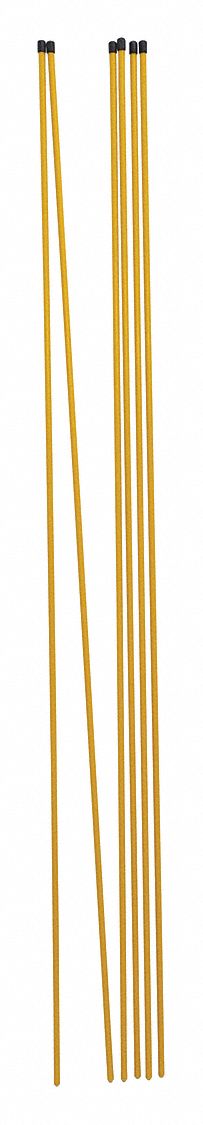 Snow Stakes, Yellow, 48" L, Fiberglass, PK6