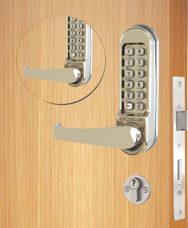 Mechanical Lockset, Stainless Steel, Lever