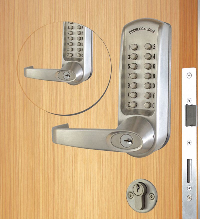 Mechanical Lockset, Brushed Steel, Lever