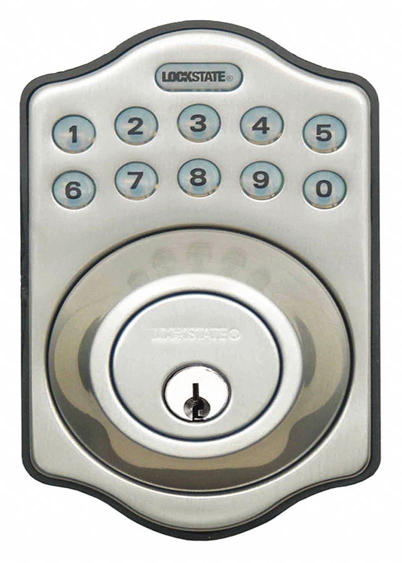 LOCKSTATE Deadbolt, Keypad, 1/2"ID, (4)AA, 10 Keys 49XR92LSDB500SN
