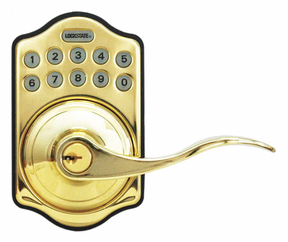 Electronic Keyless Lock, 2 3/8 in to 2 3/4 in Backset, Cylindrical ...