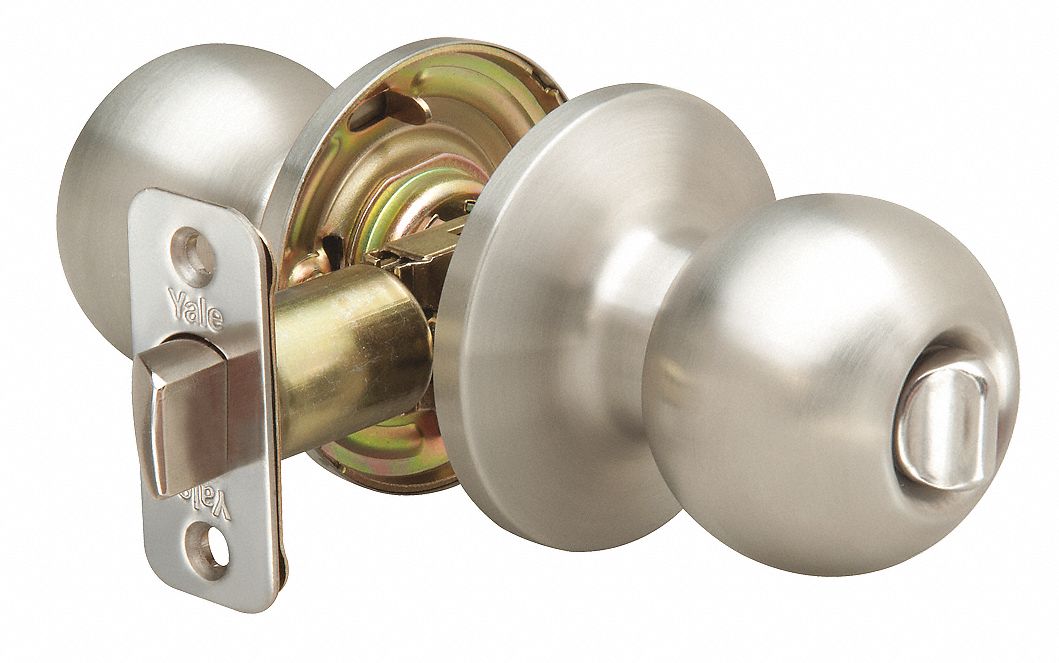 YALE Knob Lockset, Mechanical, Knob, Cylindrical, Privacy, 3 - 49XU05 ...