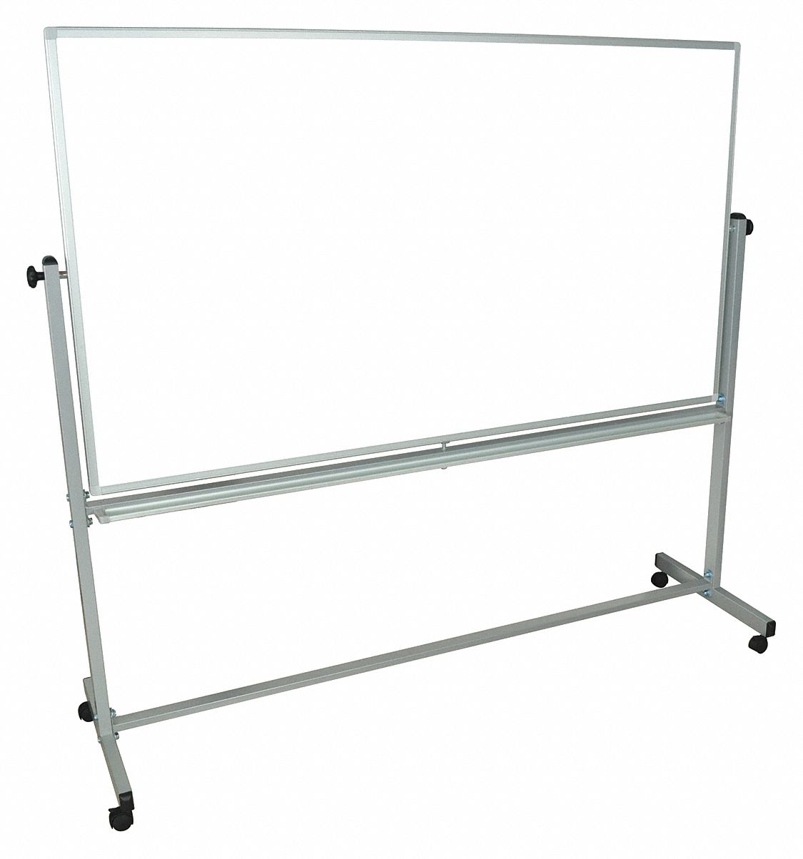 Dry Erase Board: Mobile/Casters, 40 in Dry Erase Ht, 72 in Dry Erase Wd, 23 in Dp, Silver, White