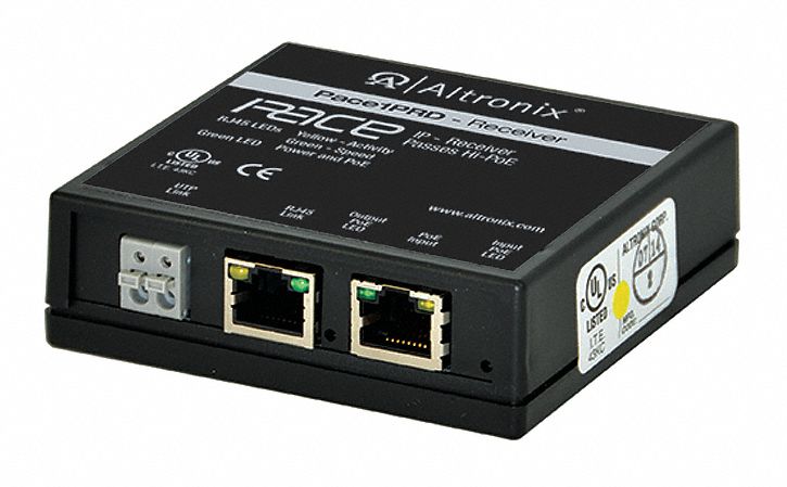 PoE Extender, 3-1/2" W, 1 Cam. Input, Blk