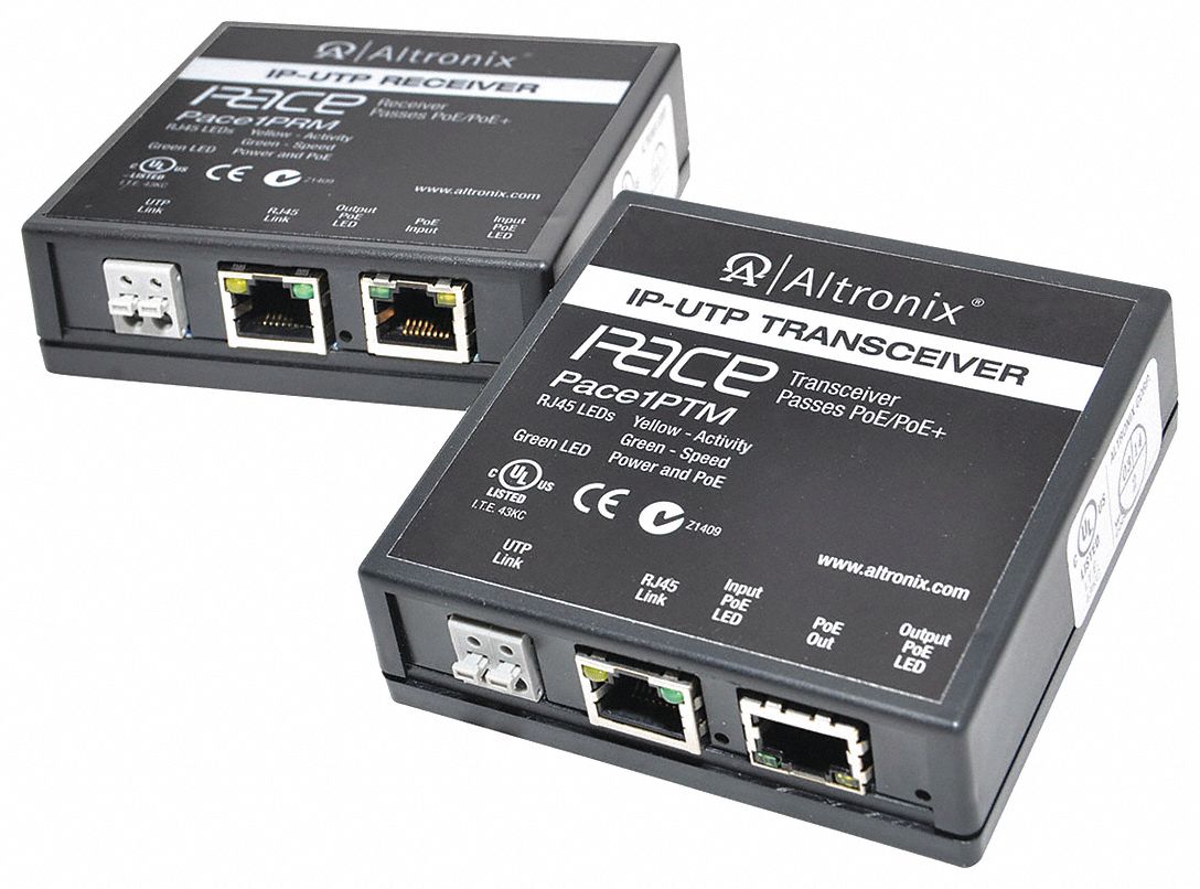 PoE Switch Kit, 3-1/2" W, 1 Cam. Input, Blk