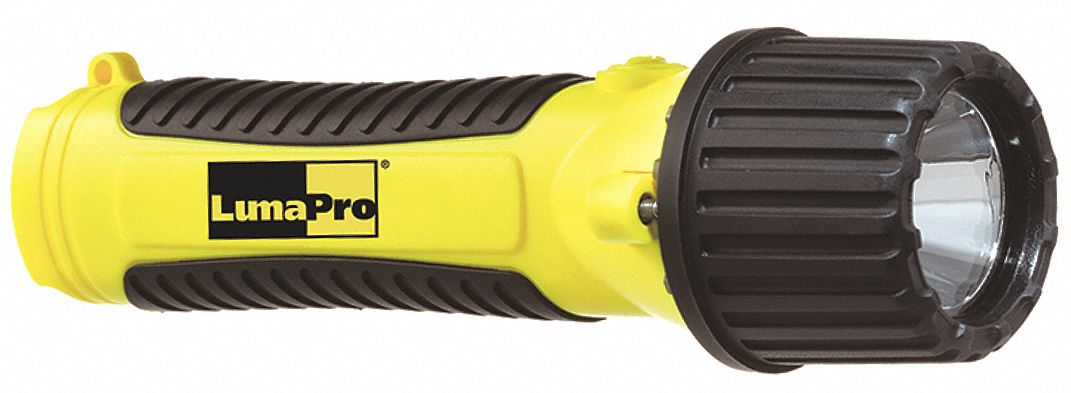 SAFETY-RATED INDUSTRIAL FLASHLIGHT, 120 LUMENS, 6 HR RUN TIME AT MAX BRIGHTNESS, YELLOW