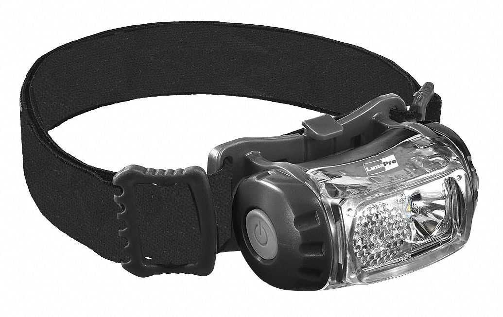 LED Headlamp, Plastic, 50,000 hr Lamp Life, Maximum Lumens Output: 200, Black