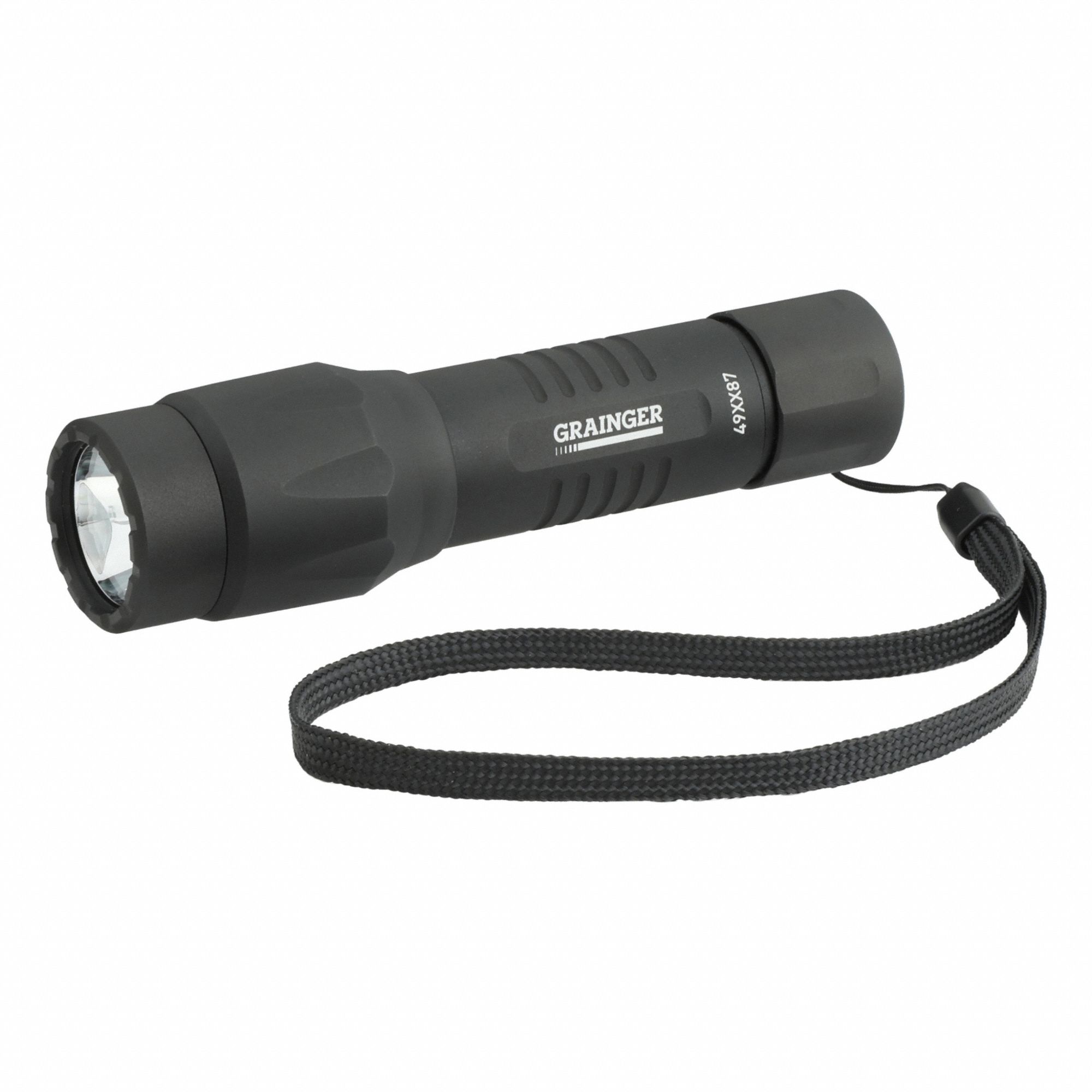 Rechargeable Flashlight: 800 lm Max Brightness, 4 hr Run Time at Max Brightness, Black