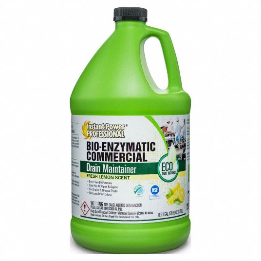 Instant Power Professional Commercial Drain Cleaner: Jug, 1 gal, Liquid, Lemon 8881