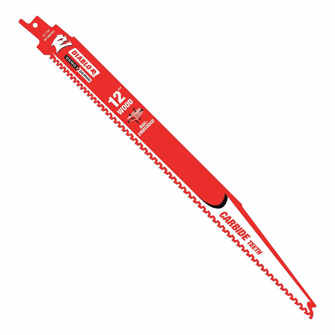 Reciprocating Saw Blade: 5/7 Teeth per Inch, 12 in Blade Lg, 0.05 in Blade Thick, 3 PK