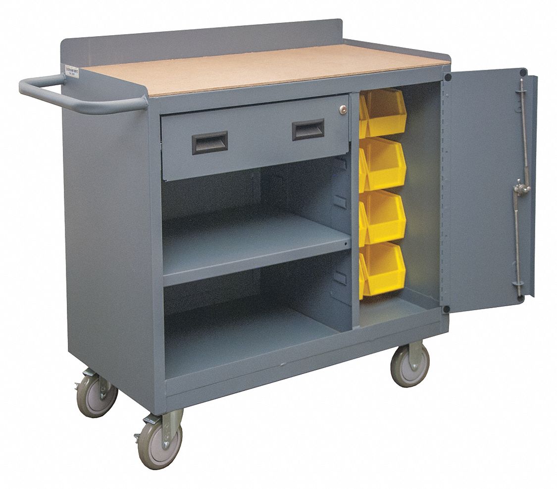 GRAINGER APPROVED Mobile Cabinet Workbench: 36 in Wd, 18 in Dp, 38 3/8 ...