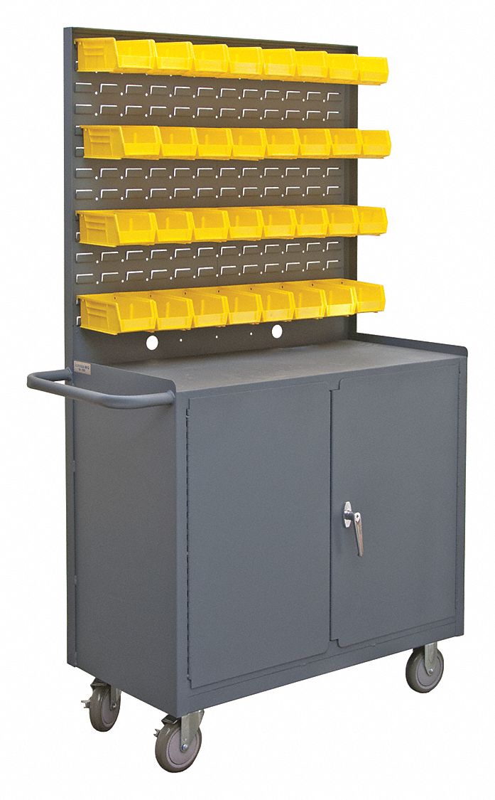 ARMOIRE ETABLI MOBILE, 32 BACS JAUNES