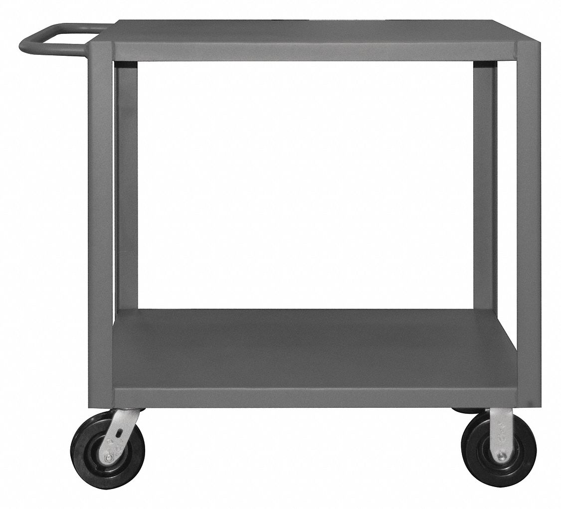 WELDED UTILITY CART, 2 SHELVES, 12 GA, MAX LOAD 5000 LBS, GREY, 24 X 48 X 39 1/2 IN, PHENOLIC, STEEL