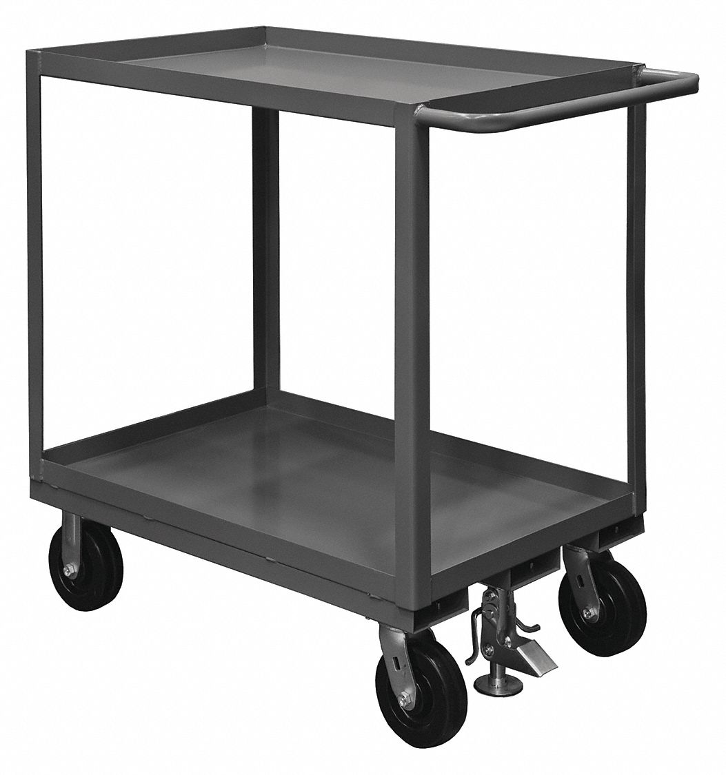 UTILITY CART WITH LIPPED METAL SHELVES, 2,400 LB LOAD CAPACITY, 60 IN X 30 IN, FLAT