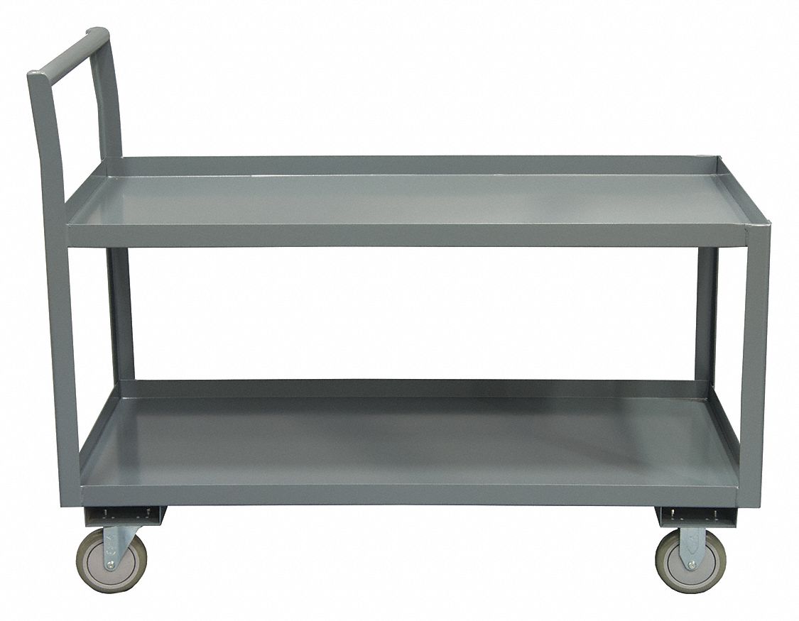 Raised Handle Utility Cart, Load Capacity 1200 lb, Number of Shelves 2