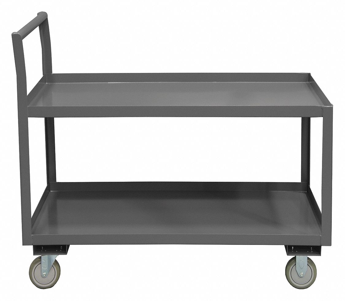LOW-PROFILE UTILITY CART WITH LIPPED METAL SHELVES, 1,200 LB LOAD CAPACITY, RAISED