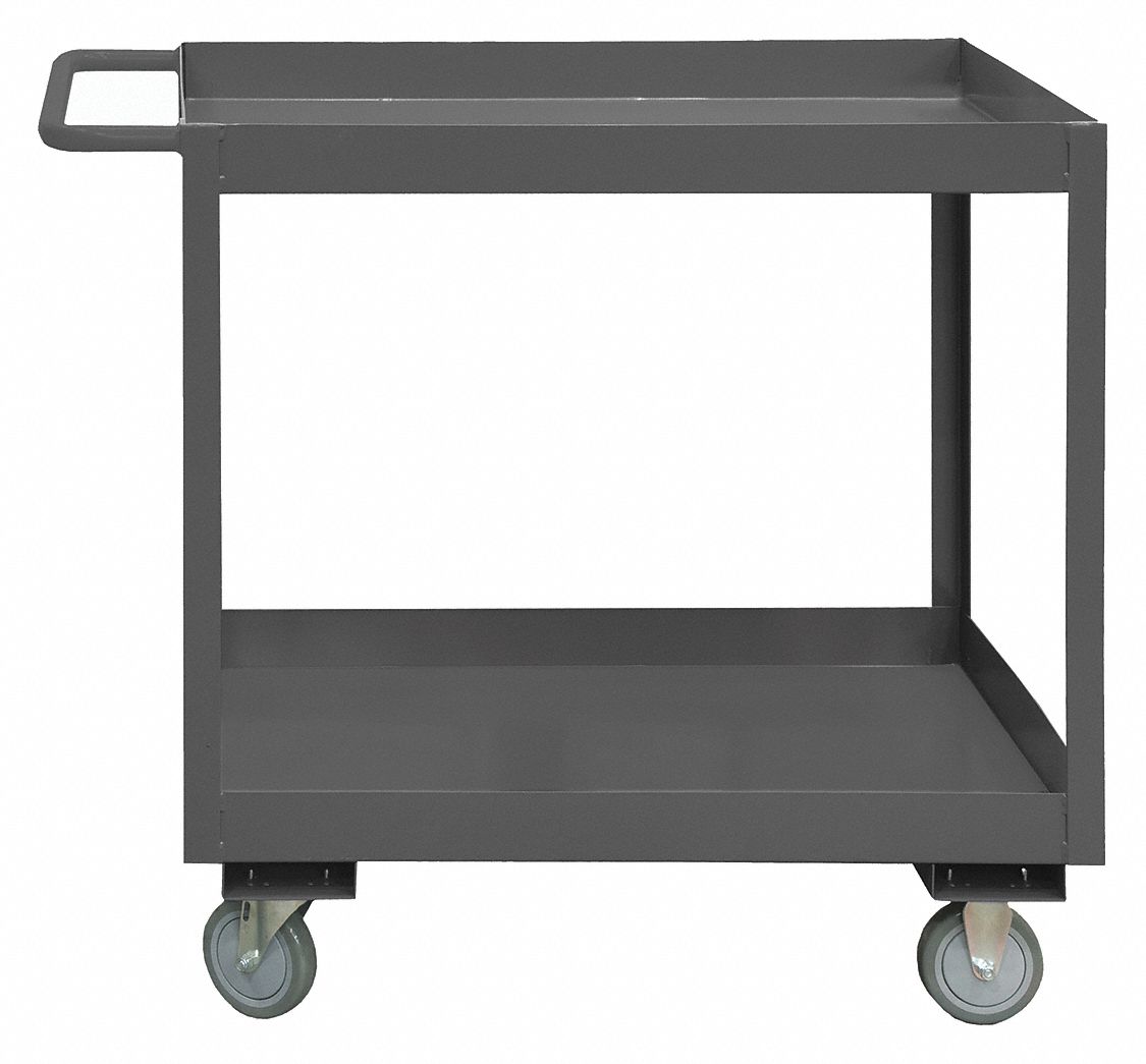 UTILITY CART WITH DEEP LIPPED METAL SHELVES, 1,200 LB LOAD CAPACITY, 36 IN X 18 IN