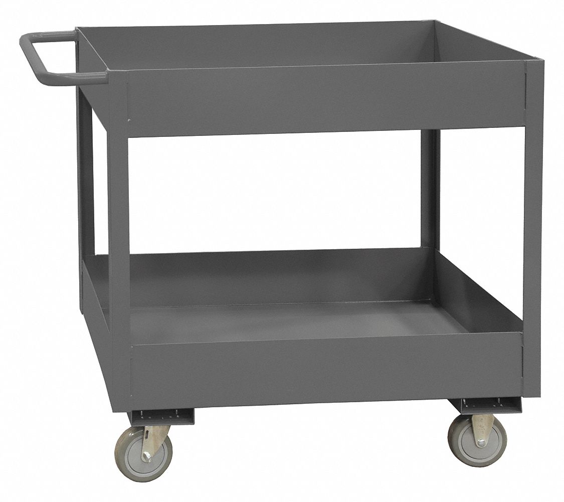 STOCK CART, GREY, 18¼X37⅝X42¼ IN, POLYURETHANE, POWDER COATED, 1,200 LB CAPACITY, 5 IN WHEEL, 14 GA, STANDARD HANDLE