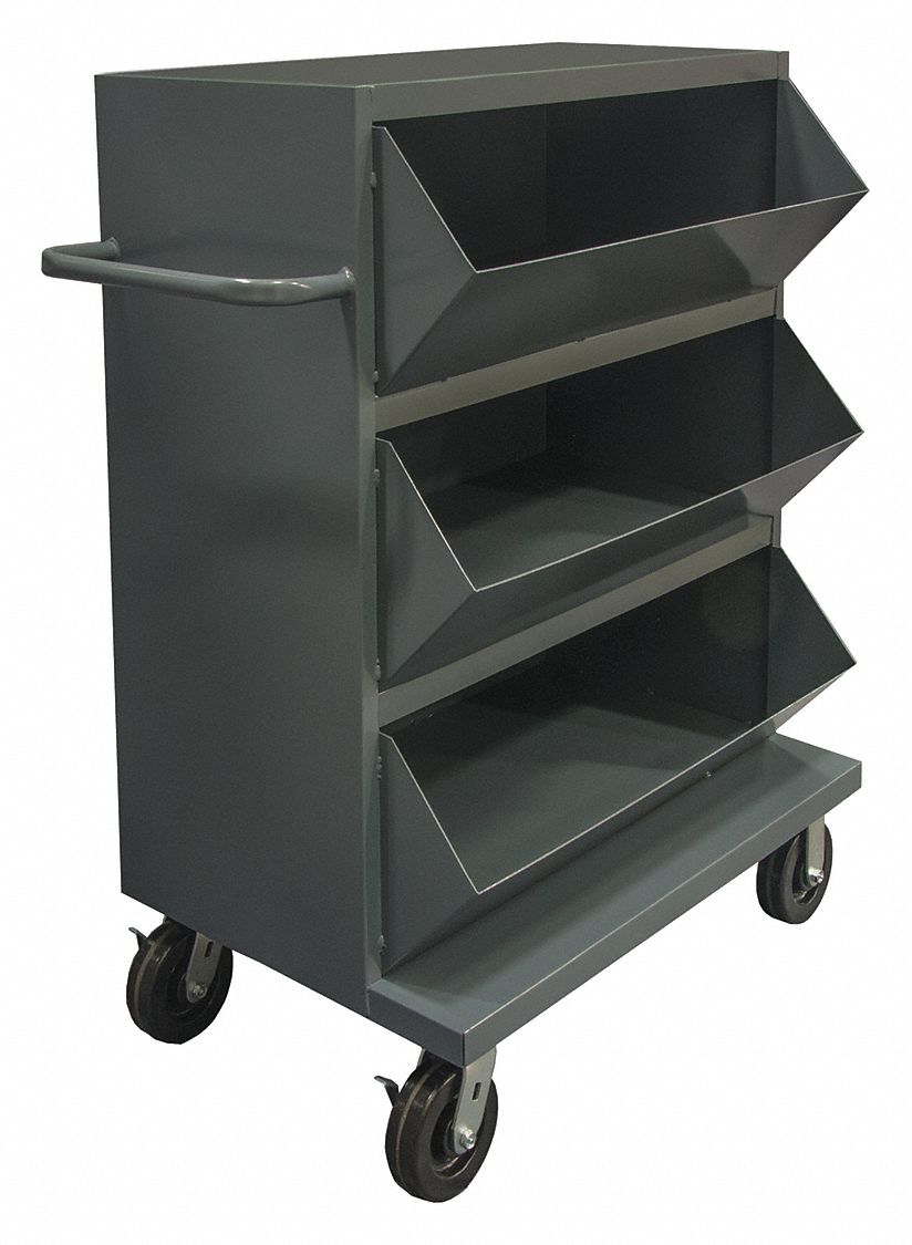 GRAINGER APPROVED Mobile Storage Bin: 24 in x 24 in x 49 1/4 in, 3 ...