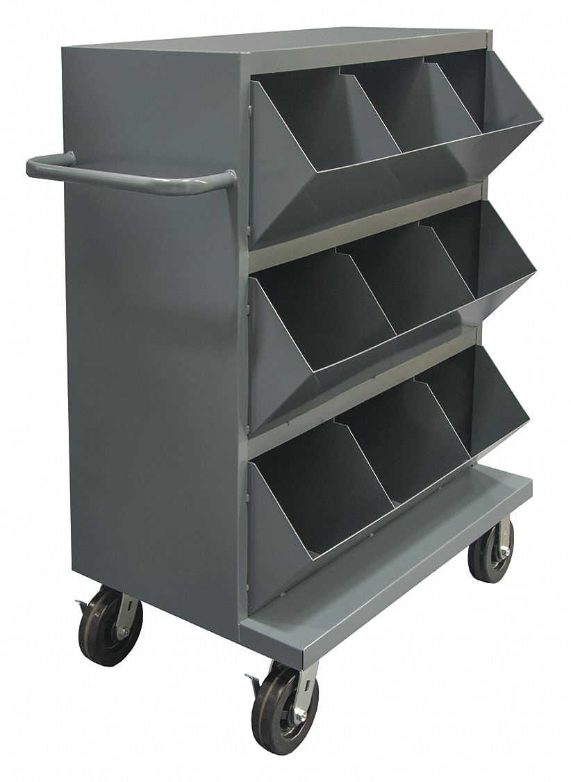 GRAINGER APPROVED 36 in x 24 in x 49 1/4 in Mobile Storage Bin, Gray ...