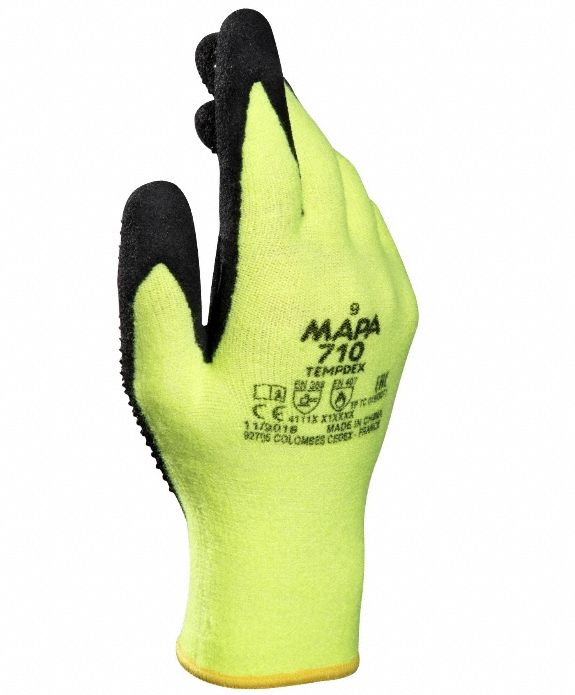 Heat Resistant Gloves, Nitrile, Ylw, 11, PR