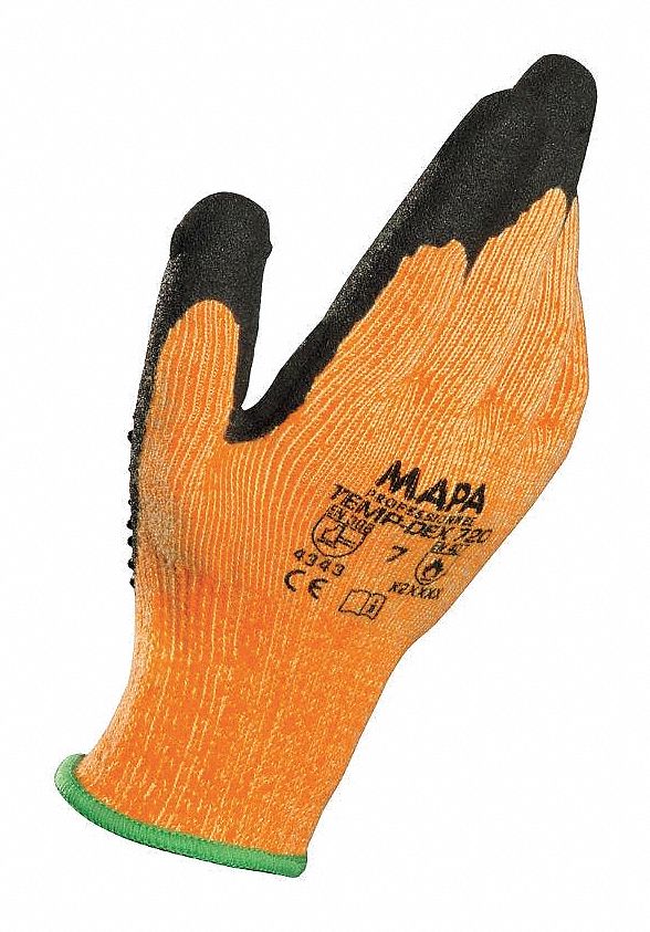 TEMPDEX Heat Resistant Gloves, Nitrile, Orng, 9, PR 49Y257720