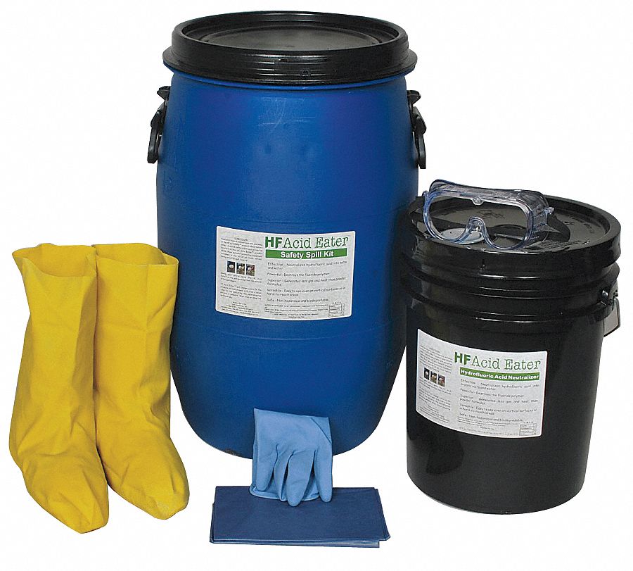 Acid Neutralizing Spill Kit: 15 gal Volume Absorbed Per Kit, Hydrofluoric Acid Eater