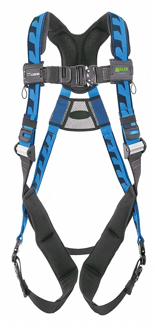 Full Body Harness: Vest Harness, Quick-Connect / Quick-Connect, Cam, 2XL/3XL, Padded, Blue