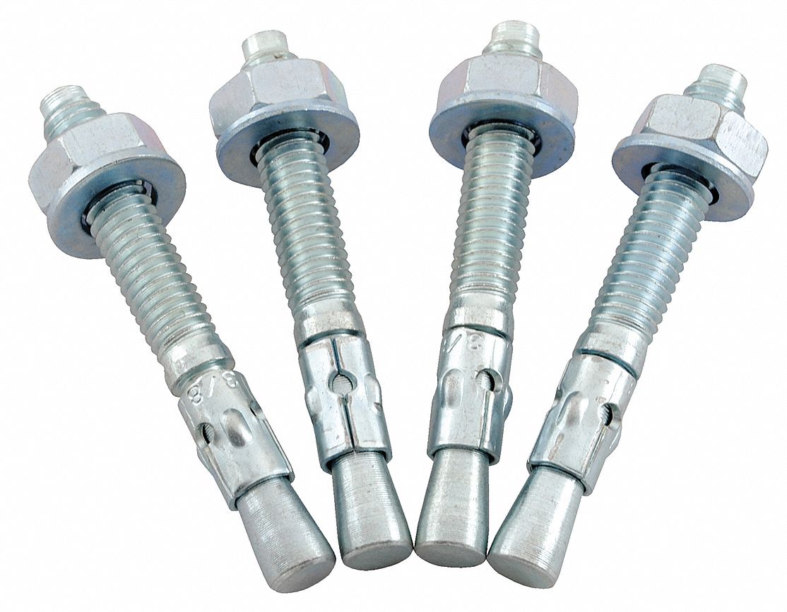 VESTIL, Zinc Plated Steel, Silver, Wedge Anchors 49Y450AS3834PK