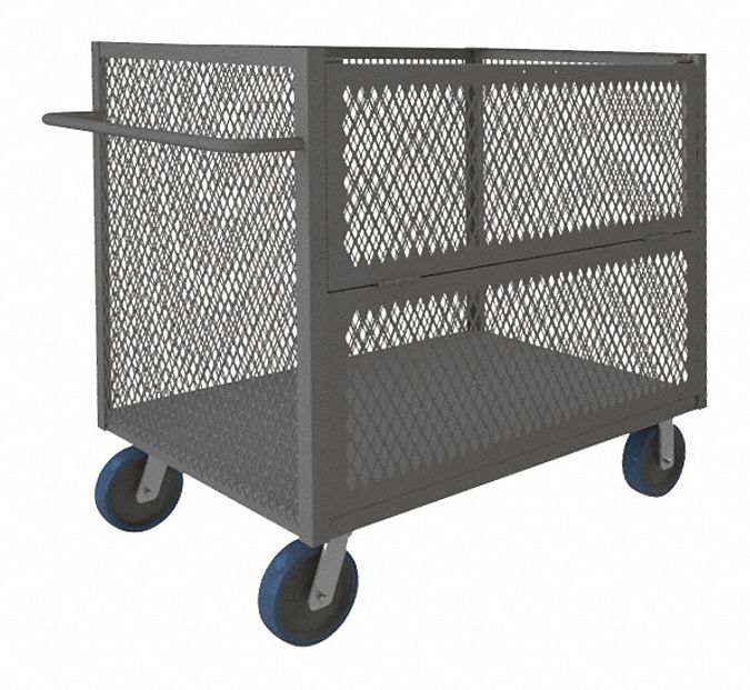 3 SIDED MESH CART W/DROP GATE,2000LBS.