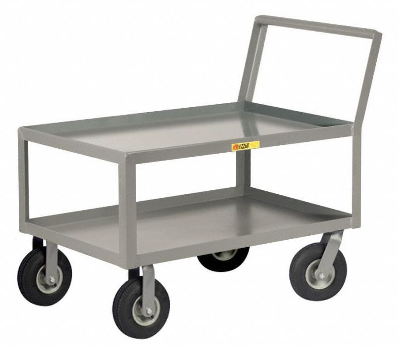 LITTLE GIANT Low-Profile Utility Cart with Lipped & Flush Metal Shelves ...